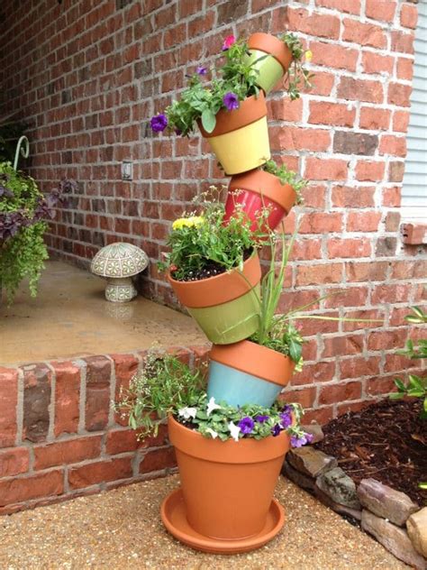 15 Wonderfull Diy Stacked Flower Pots