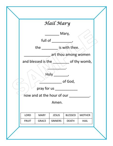 10 basic catholic prayers printable fill in the blank worksheets with and without word banks