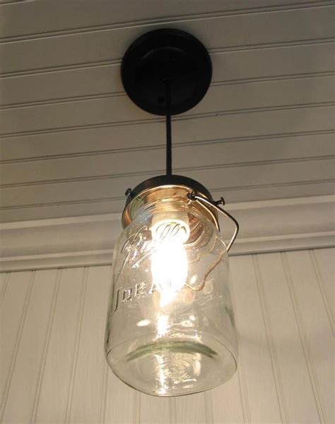 Mason Jar Pendant Light With Vintage Quart Jar Farmhouse Chandelier
