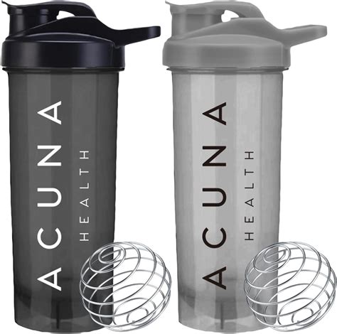 Acuna Protein Shaker Bottle 700 Ml Pack Of 2 Shaker Bottle With Mixer Ball Leak Proof Screw