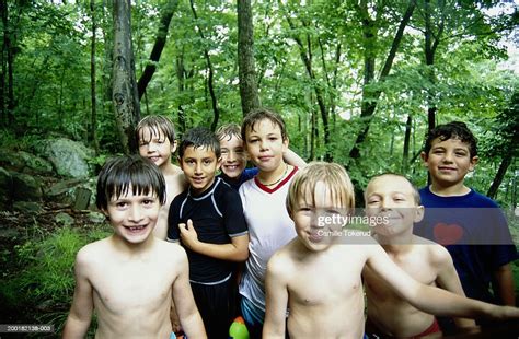 Group Of Boys Smiling Summer Portrait Stock Photo Getty Images