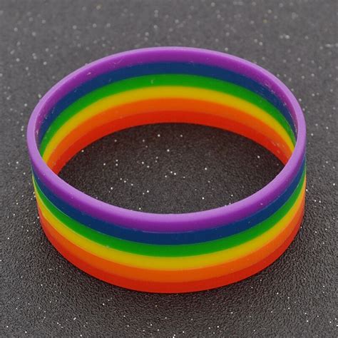 Fashion Lychee Colorful Silicone Lesbian Rainbow Bracelet Wristband Gay Lesbian Pride Cuff