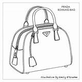 Bag Drawing Handbag Prada Sketch Handbags Designer Sketches Bowling Illustration Coloring Cad Disegno Borsa Bags Purses Prices Borse Iconic Purse sketch template
