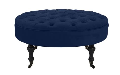 33l x 33w x 17h inches. Modern Round Tufted Microfiber Coffee Table w/ Casters ...