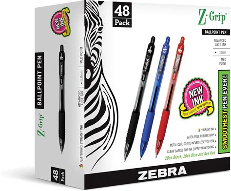Zebra Pen Z Grip Retractable Pen 48 Pack Assorted Colors 22048