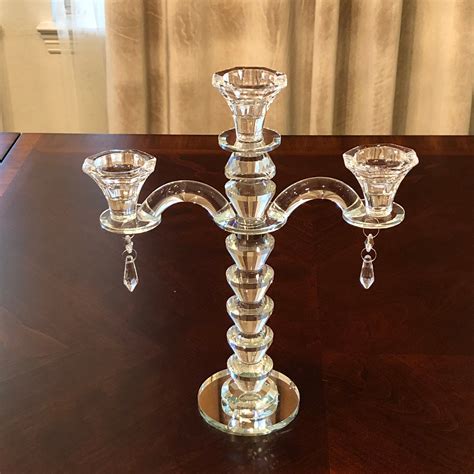 Allgala 3 Arm Crystal Candelabra Taper Candlestick Candle Holder