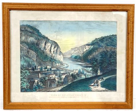 Lot Currier And Ives View From Harpers Ferry Hand Colored Lithograph