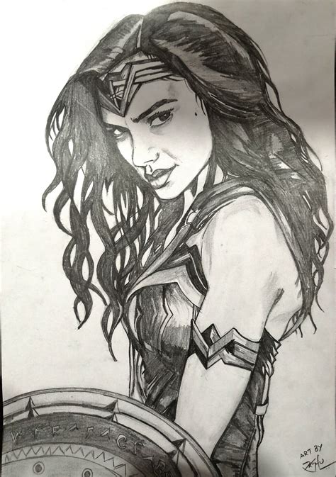 Artstation Wonder Woman Gal Gadot Sketch