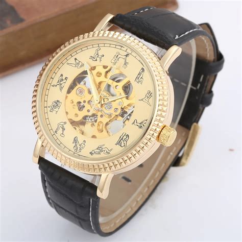 Buy Goer Watches Gold Skeleton Mechanical Watches Men