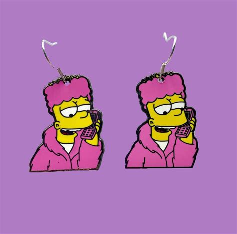 Simpsons Earrings Bart Simpson Cool Pink Phone Handmade Etsy Australia