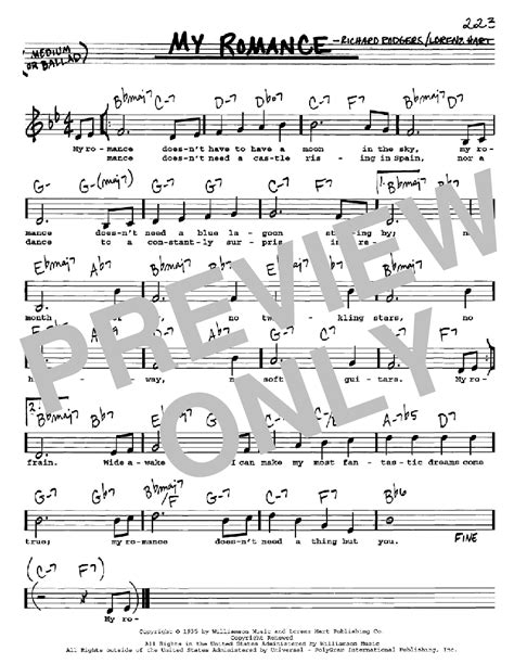 My Romance Sheet Music Rodgers And Hart Real Book Melody Lyrics And Chords