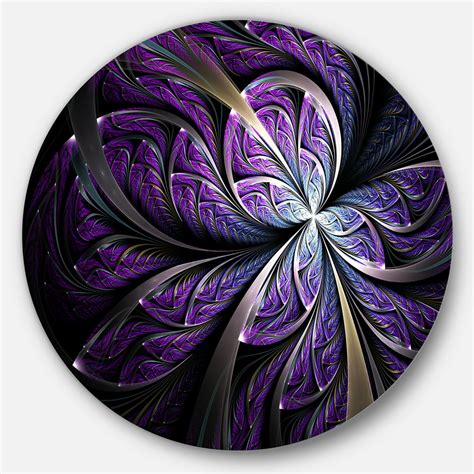 Designart Glittering Purple Fractal Flower Metal Wall Art Walmart