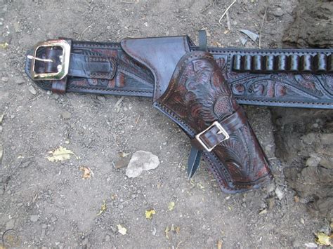 Dad Custom Leather Tooled Double Western Holster Fast Drawcross Draw