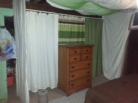 Converting a basement into an apartment dumpster. My sister made this bedroom out of a corner in her ...