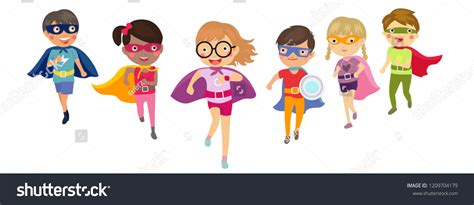 Super Hero Kids Costumes Set Children Stock Vector Royalty Free