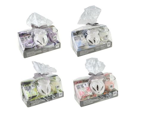 Ceramic Oil Burner Gift Set With Scented Glass Candle And Wax Melts Aromatic
