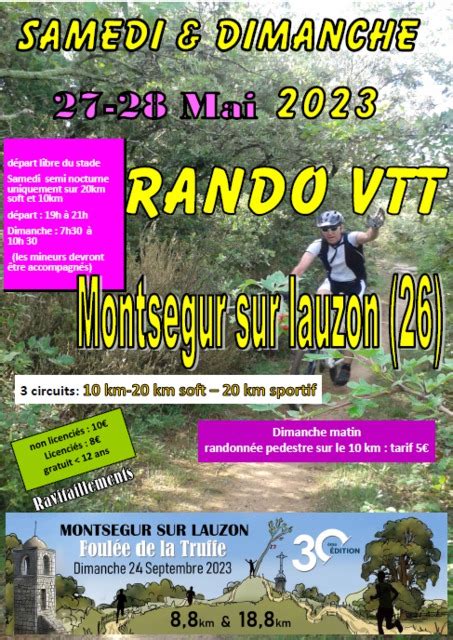 Affiche de Rando VTT de pentecôte 2023 23ème édition à Montségur sur Lauzon