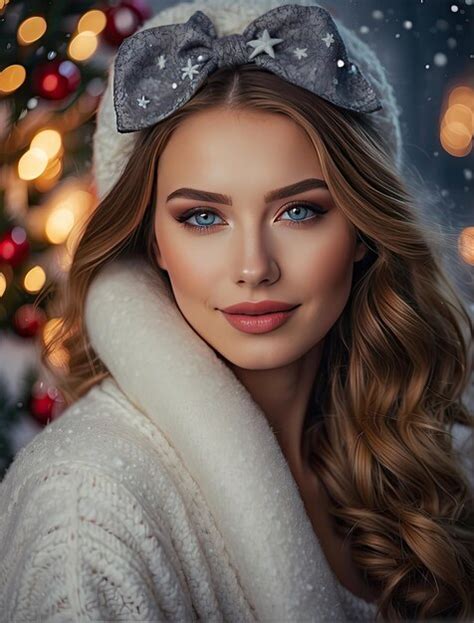 premium ai image beautiful girl snow maiden in a snowy caron