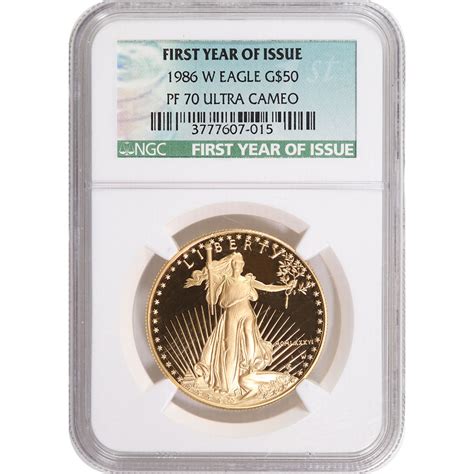 Certified Proof American Gold Eagle 50 1986 W Pf70 Ngc First Year Of