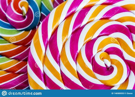 Striped Spiral Multi Color Lollipop Closeup Stock Image Image Of