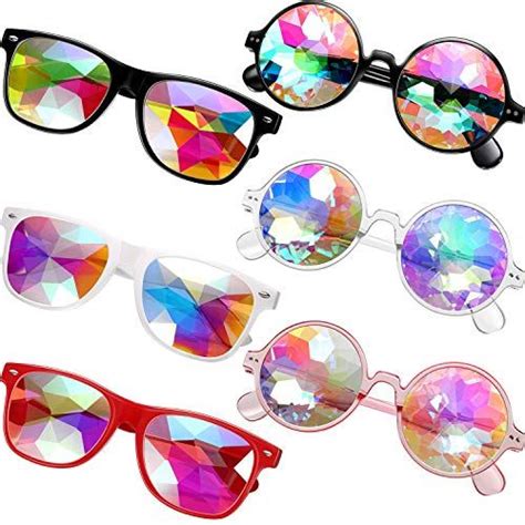 6 Pieces Kaleidoscopic Glasses Prism Rainbow Sunglasses Rave Festival Edm Party In 2020