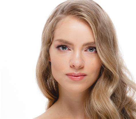 Woman Beauty Skin Care Close Up Portrait Blonde Hair Studio On W Stock Photo Image Of Head
