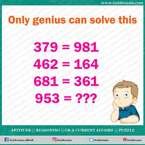 Only Genius Solve Math Puzzle Genius Puzzle Logic Test 4 Exams