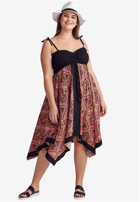 Scarf Print Dress By Ellos® Plus Size Dresses Roamans