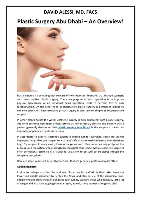 Ppt Plastic Surgery Abu Dhabi An Overview Powerpoint Presentation