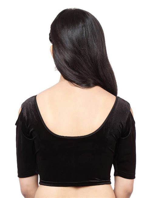 Shop Online Velvet Plain Black Designer Blouse 108475