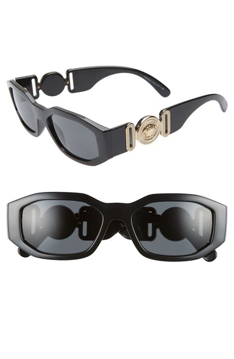 Versace Biggie 53mm Round Sunglasses Nordstrom Sunglasses Women Designer Black Round