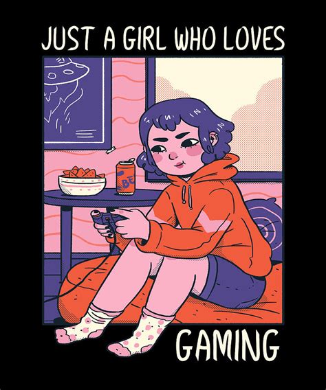 Just A Girl Who Loves Gaming Cozy Lofi Gamer Girl Digital Art By Fuzius