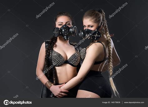 Bdsm Couple In Leather Lingerie And Fetish Mask Stock Photo By Wisky