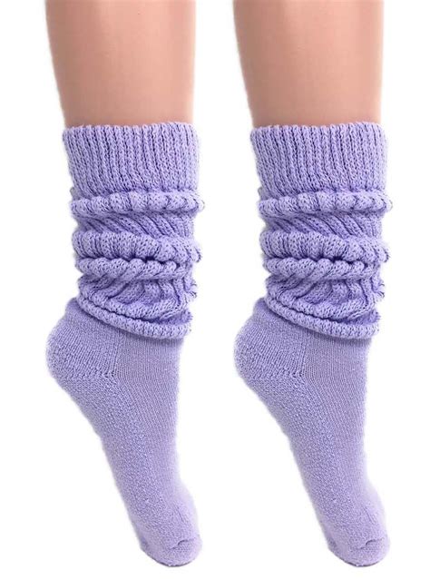 Extra Long Heavy Slouch Socks Lilac 2 Pair Size 9 11