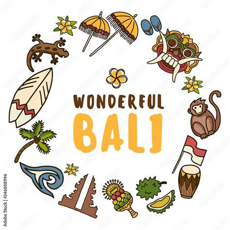 Bali Vector Icons Set Illustrated Travel Collection Balinese