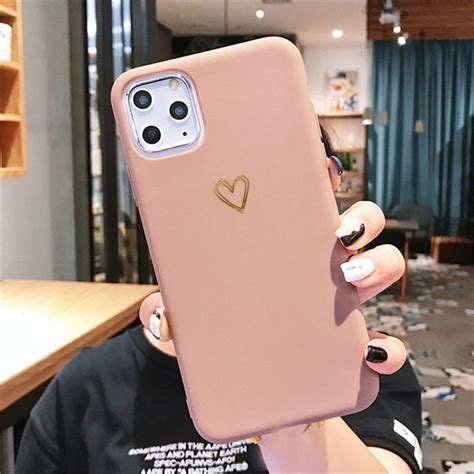 Gold Line Love Heart Case For Iphone 6 6s 7 8 Plus 11 Pro X Xr Xs Max