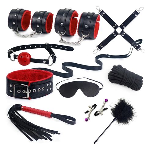 Bdsm Bondage Set Erotic Bed Games Adults Handcuffs Nipple Clamps Whip Spanking Anal Plug