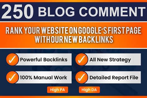Google checks the number of backlinks before ranking any site. Build 250 Do-follow Blog Comments Backlinks on High DA PA ...