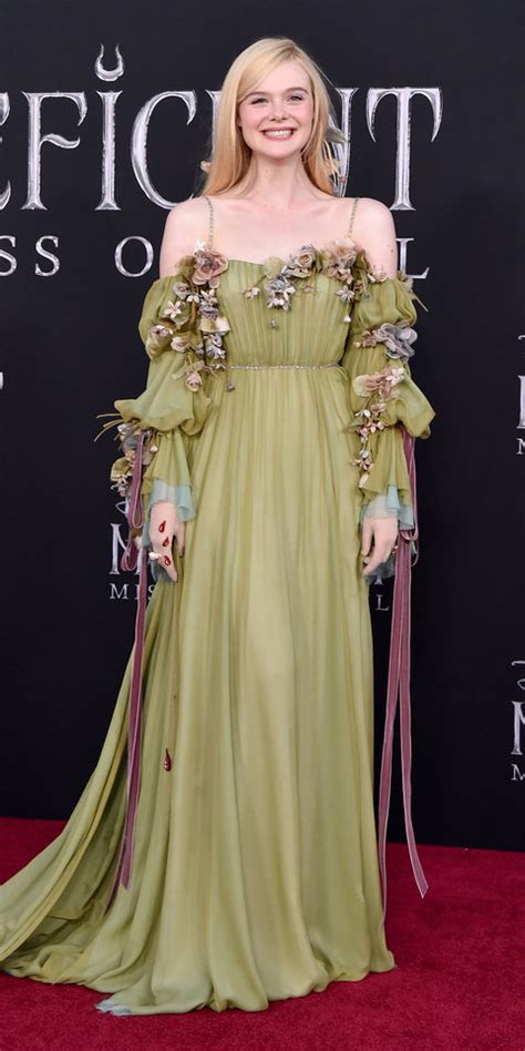 At The Maleficent Mistress Of Evil Premiere Elle Fanning Wore A Sage