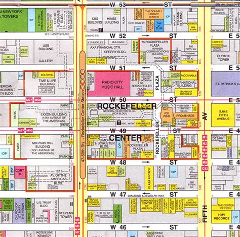 City Of New York New York Map Rockefeller Center Map