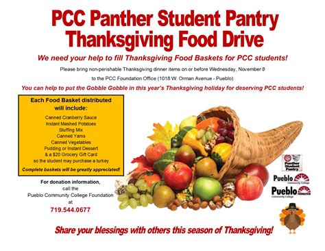 Safeway summer food drive thanksgiving template postermywall free can flyer of templates psd ai word 25 thanks giving premium eps. PCC Foundation Seeking Donations for Thanksgiving Basket ...