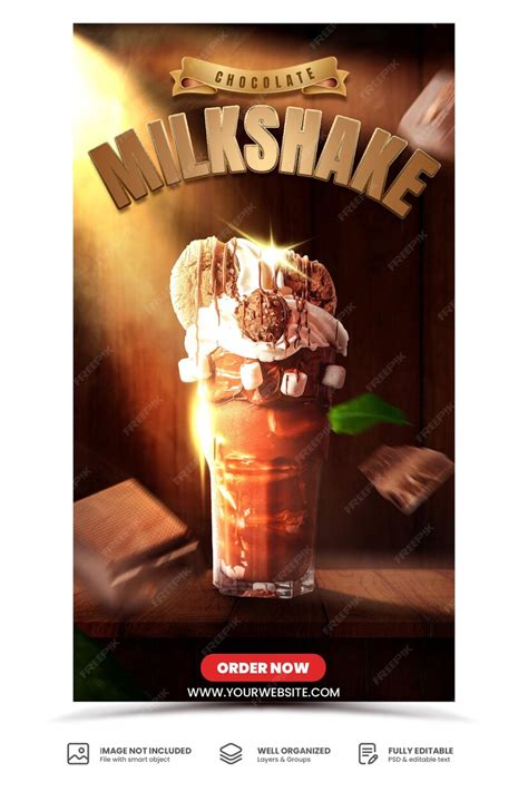 Premium Psd Chocolate Milkshake Menu For Restaurant Drink Promotion