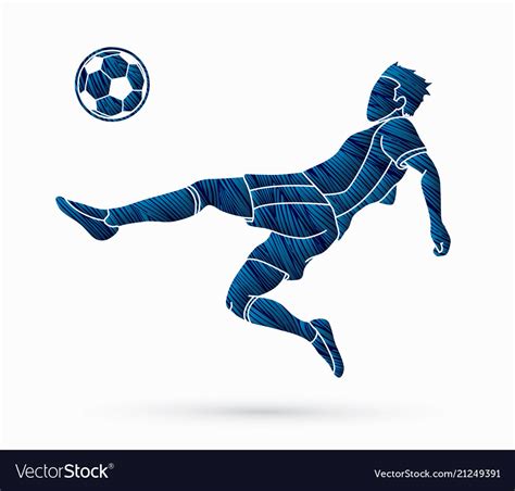 Soccer Player Hit The Ball Bicycle Kick Graphic Vector Image