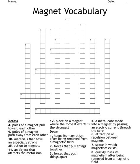 Magnet Vocabulary Crossword Wordmint