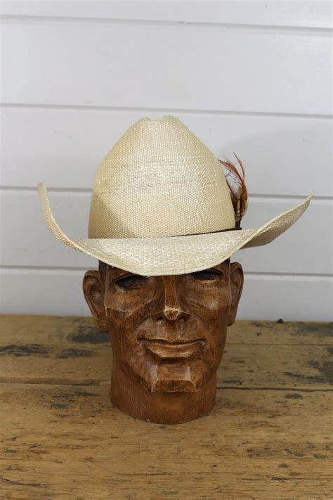 Vintage John B Stetson Roadrunner Straw Cowboy Hat With Band And Feather