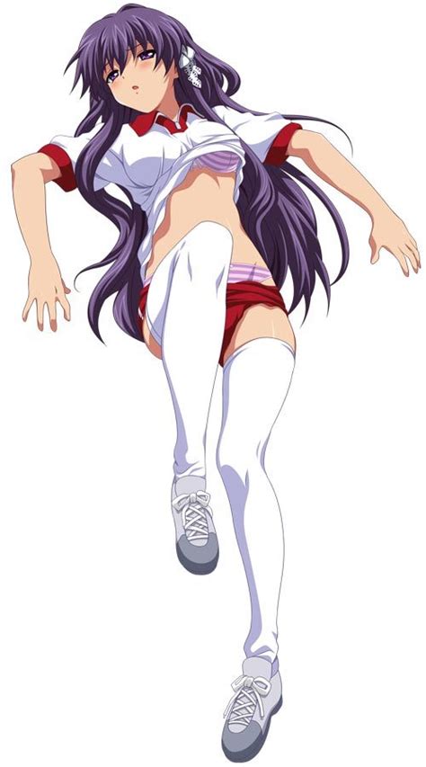 Fujibayashi Kyou Clannad 00s 1girl Bra Clothes Lift Gym Uniform