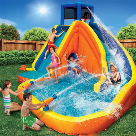 Banzai Sidewinder Falls Inflatable Water Park Pool With Slide And Water