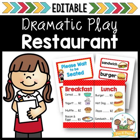 Free Dramatic Play Restaurant Printables Printable Templates