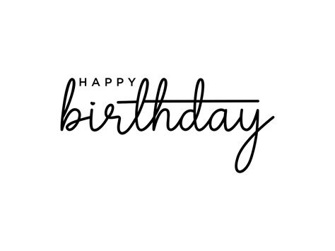 Happy Birthday Card Black Text Lettering Handwritten Calligraphy With