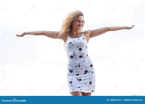 Young Attractive Blonde Girl Spreading Her Arms Stock Image Image Of